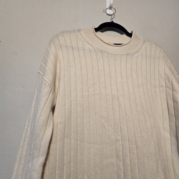 Banana Republic Rib Merino Cashmere Sweater Women's SM Ivory Classic Fisherman - Picture 2 of 10
